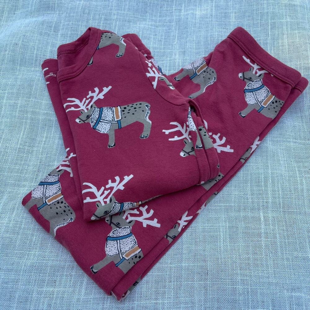 Tea Collection Kids Size 10 Reindeer Pajama Set Red
 Christmas 100% Cotton